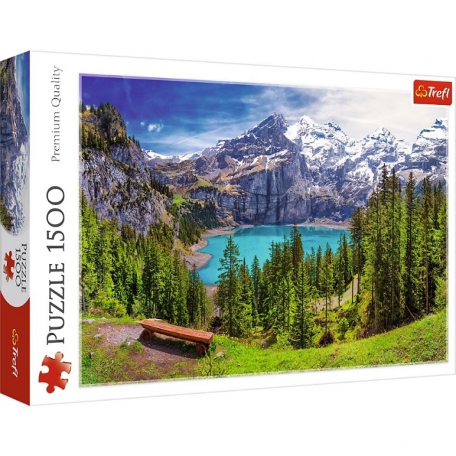 Panoramatické puzzle Jazero Oeschinen, Švajčiarsko 1500 dielikov