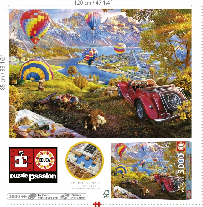 Educa puzzle Údolie teplovzdušných balónov 3000 dielikov