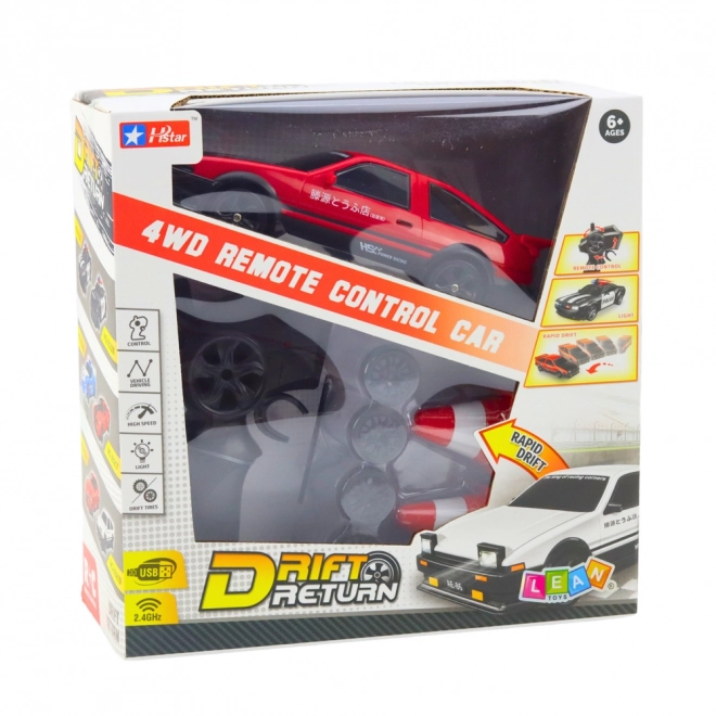 Športové auto na drift s vymeniteľnými kolesami na diaľkové ovládanie 4WD červené