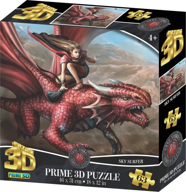 Prime 3D puzzle Dračí jazdec 63 dielikov