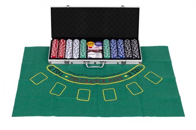 Súprava pre Poker a Blackjack ModernHome 500 Žetónov v Kufríku