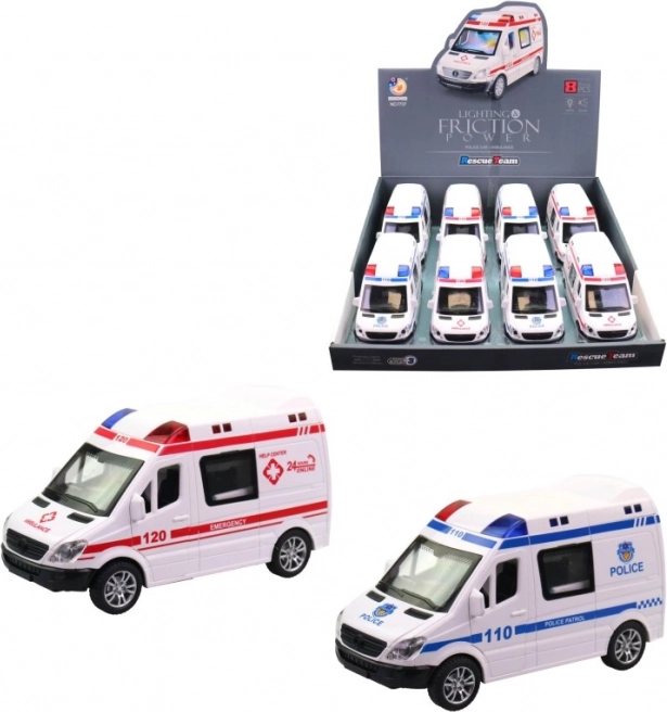 Auto sanitka so svetlom a zvukom, 14 cm