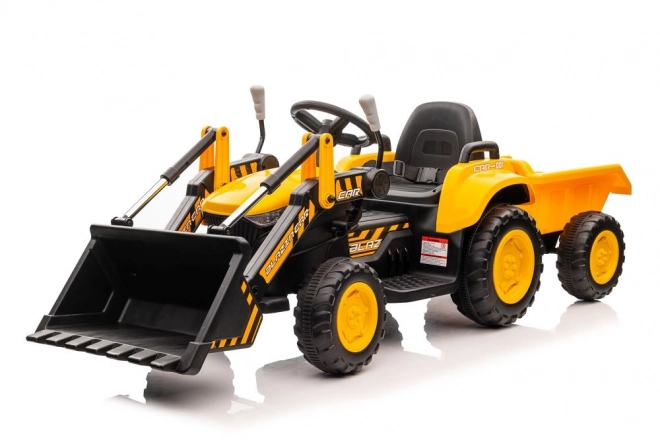 Traktor na akumulátor s lyžicou žltý