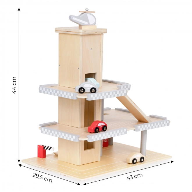 Drevená garáž s výťahom a autíčkami ECOTOYS