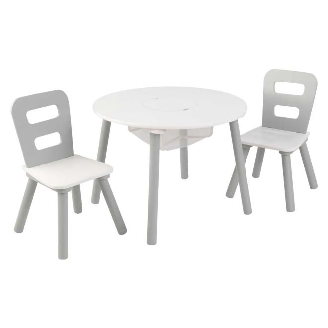 Kidkraft Set stôl a 2 stoličky biela a sivá