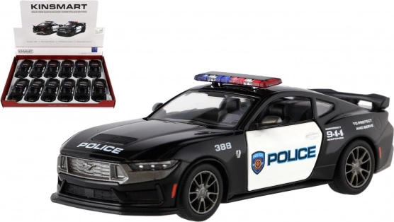 kovový model auta Ford Mustang Dark Horse Police 2024 1:38 so spätným naťahovaním, 13 cm