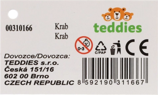Naťahovacia krab hračka 20x12 cm - dvojfarebný