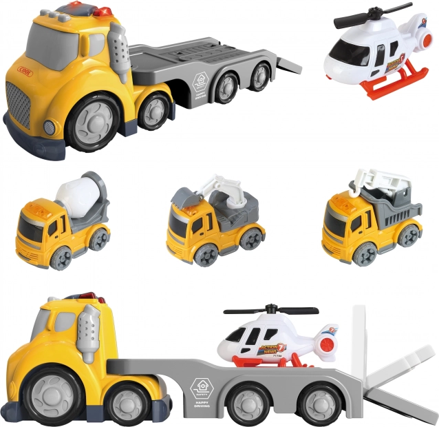Žltá odťahová súprava WOOPIE City Truck so svetelnými a zvukovými efektmi