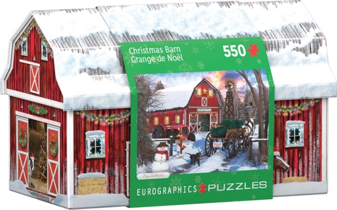 Puzzle v plechovej krabičke Vianoce na farme 550 dielikov