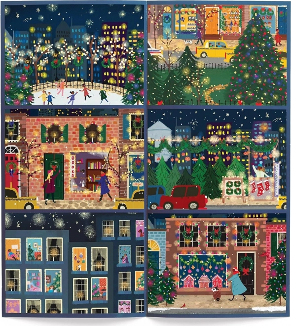 Galison adventný kalendár puzzle - Zimné svetlá od Joe Laforme