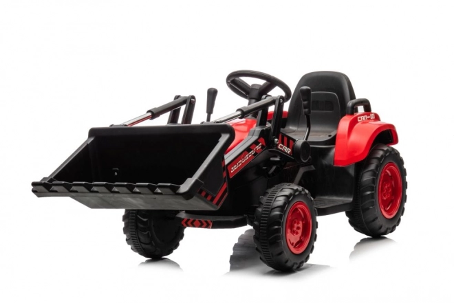 Detský červený traktor s nabíjacou batériou a lyžicou