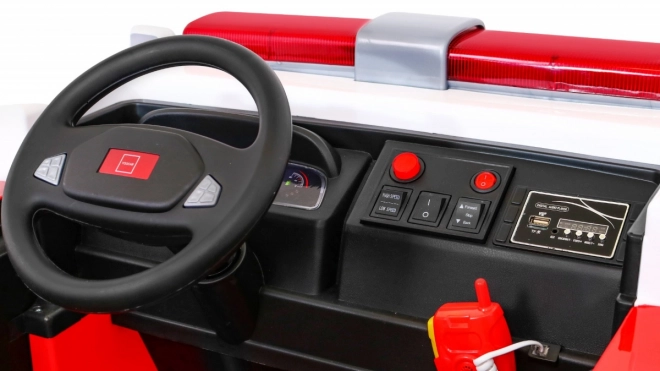 Detské hasičské auto na batérie + Vodné delo + Megafón + Hasičský kohút + Pilot