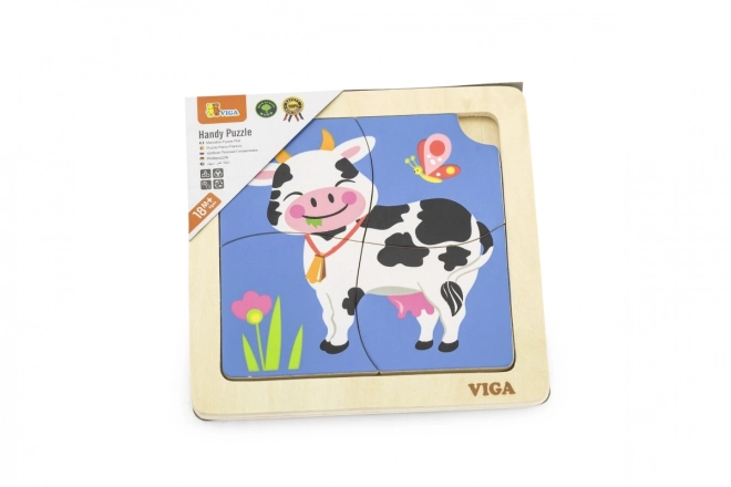 Drevené puzzle kravička