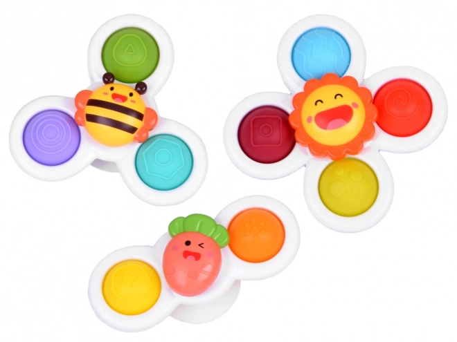 Senzorická hračka Fidget Spinner s prísavkou - 3 kusy