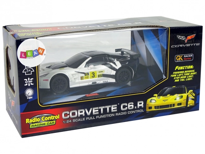 Závodné auto R/C 1:24 Corvette C6.R biele 2.4G s osvetlením