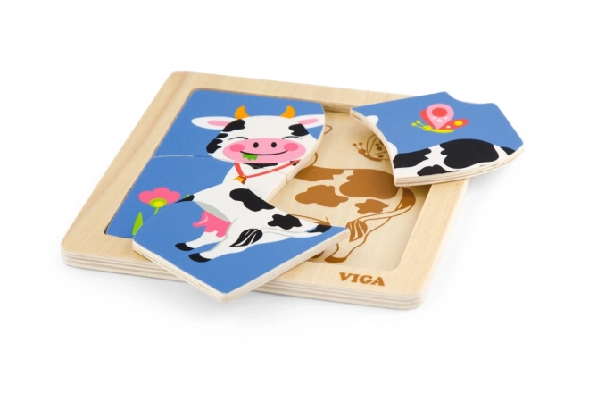Drevené puzzle kravička