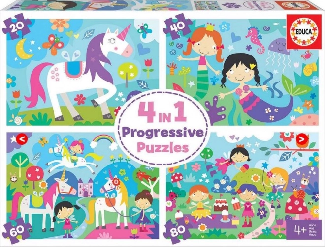 Educa Puzzle Čarovní Priatelia 4v1