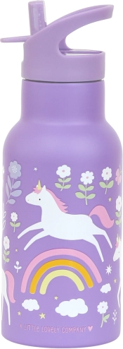 A Little Lovely Company - nerezová fľaša 350 ml - Jednorožce a Dúha