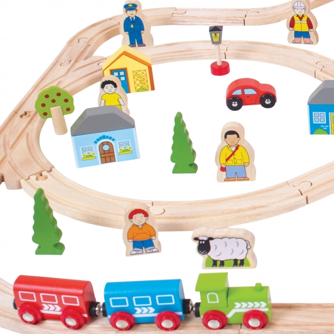 Bigjigs Rail Drevená vláčiková dráha Mesto a dedina 101 dielov