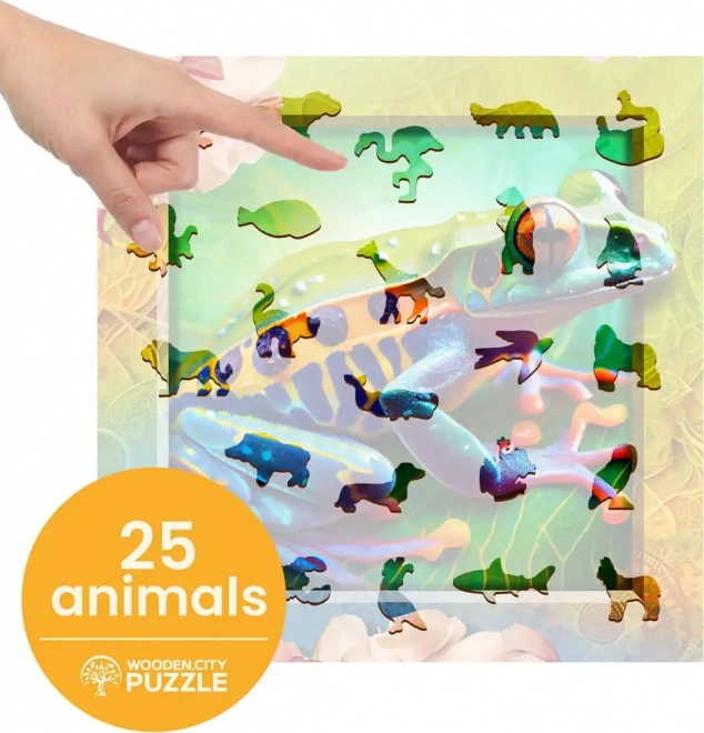 Drevené puzzle Farebná žabka