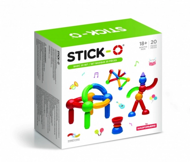 Magnetické kocky Stick-0 Základná sada 20 dielov