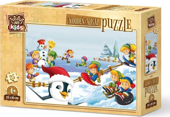 Drevené puzzle Zimní športovci