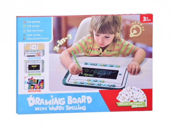 Vzdelávací set 3v1 LCD tabuľa + karty na učenie angličtiny