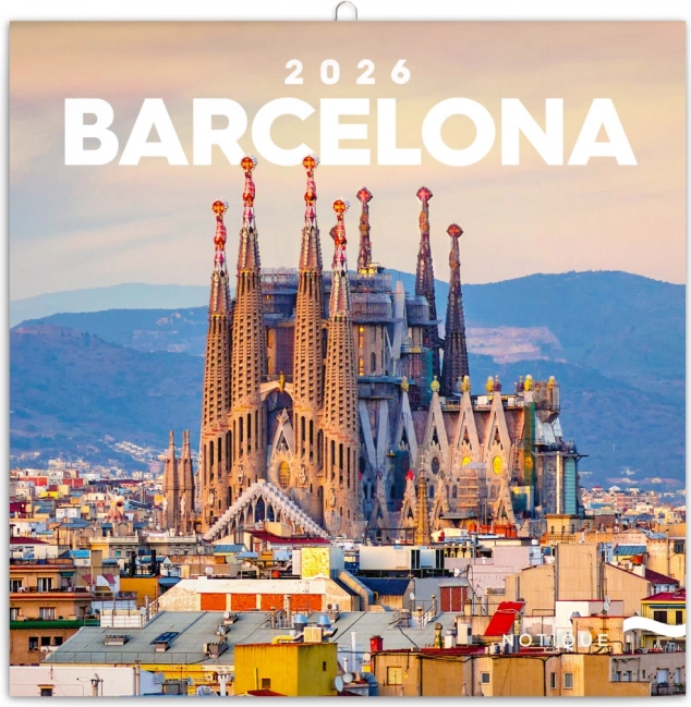 Poznámkový kalendár Barcelona 2026, 30 x 30 cm