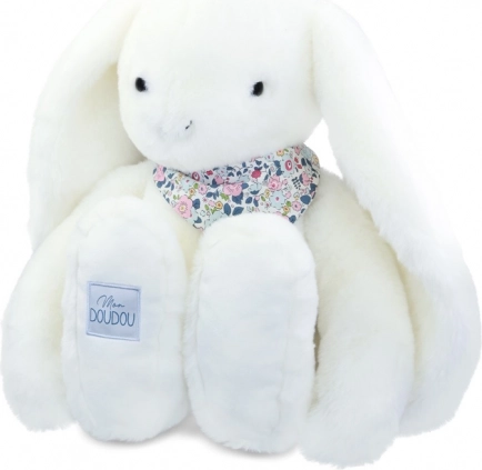 Doudou plyšový králik s šatkou biely 50 cm