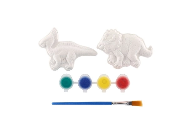 Kreatívna sada na maľovanie sadrového dinosaura s farbami a štetcom