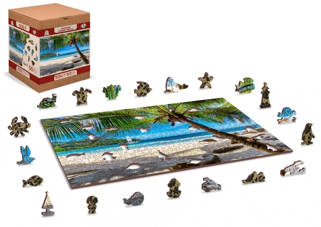 Wooden City Drevené Puzzle Pláž na Paradise Island, Karibské More 2v1