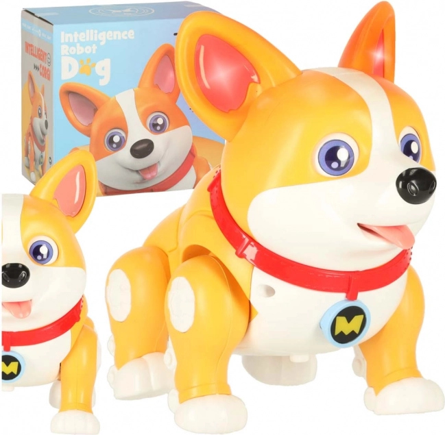 Interaktívny robotický psík Corgi so svetelnými ušami a hudbou