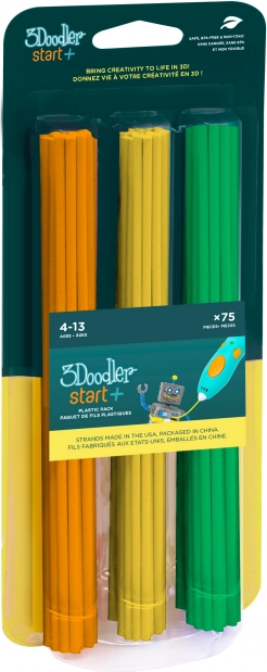 Náplne do 3D pera 3DOODLER START+ – sada 75 ks, oranžová, žltá a zelená