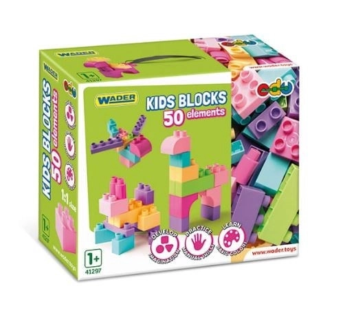 Stavebnice Kids Blocks 50 dielov ružových