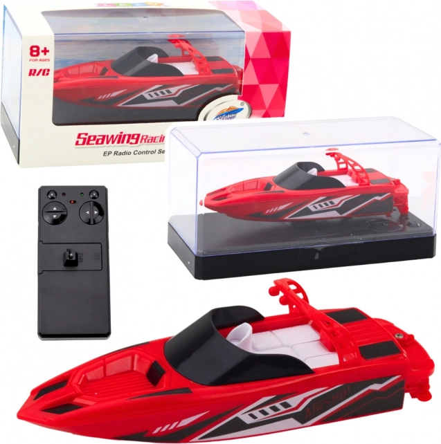 Závodný motorový čln RC s dvojitým motorom 2.4 GHz červený