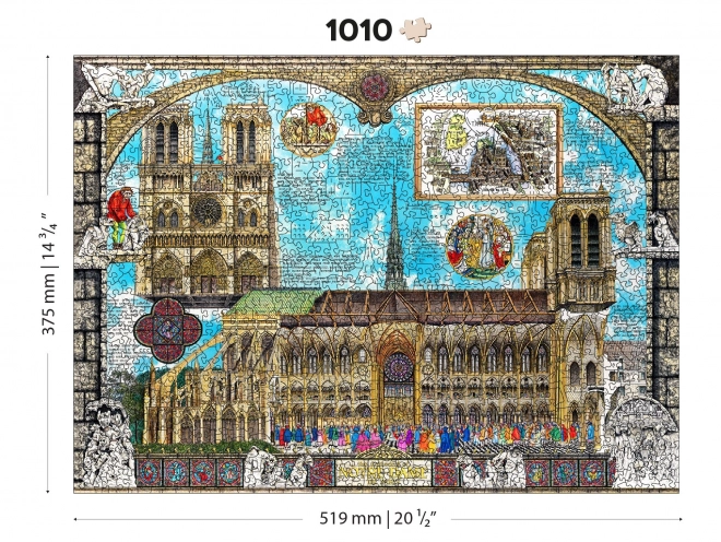 Drevené puzzle Katedrála Notre-Dame 2v1, 1010 dielikov