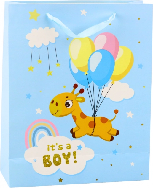 Darčeková taška It's a Boy žirafa modrá