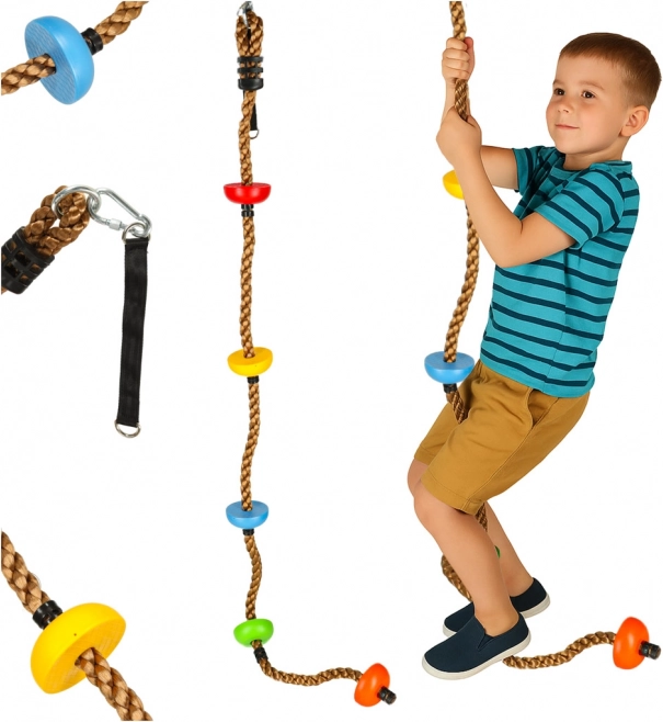 Šplhacie lano s kotúčmi pre deti 200 cm