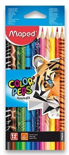 Pastelky trojboké Color'Peps Animals 12 ks