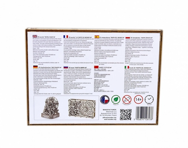 Drevený 3D puzzle - Mapa sveta