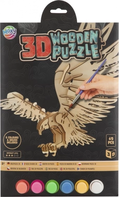 Drevené 3D vyfarbovacie puzzle Orol
