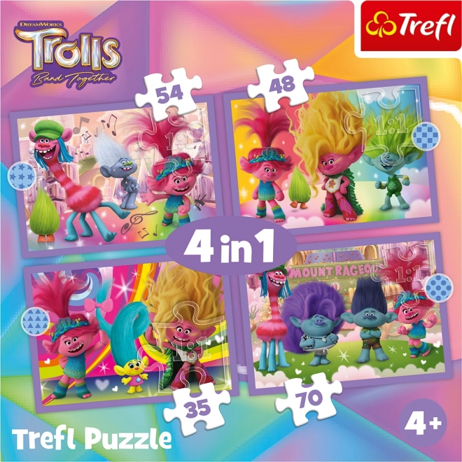 Trefl Puzzle Trolovia 3: Farebné Dobrodružstvo 4v1