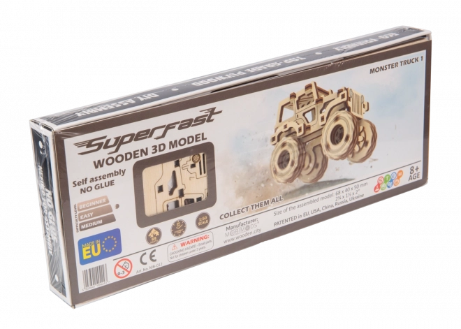 Drevené 3D puzzle Monster Truck Superfast