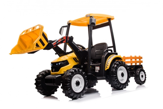 Detský traktor s prívesom žltý