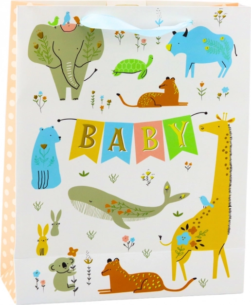 Darčeková taška Baby so zvieratkami 32 x 26 x 10 cm