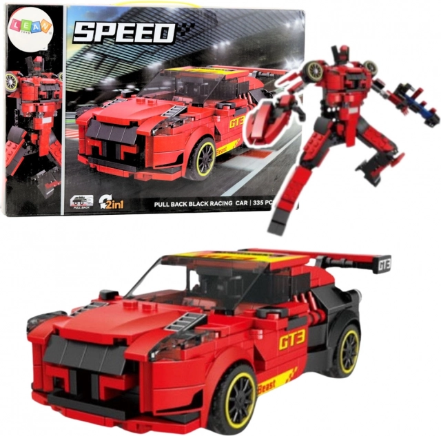 Stavebnica 2v1 auto GT3 a robot, 335 dielikov, červená