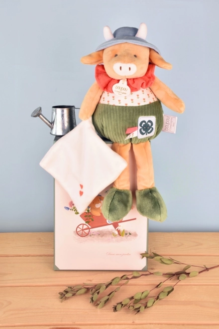 Doudou darčeková sada kravka Aneth s dekou zelená 28 cm