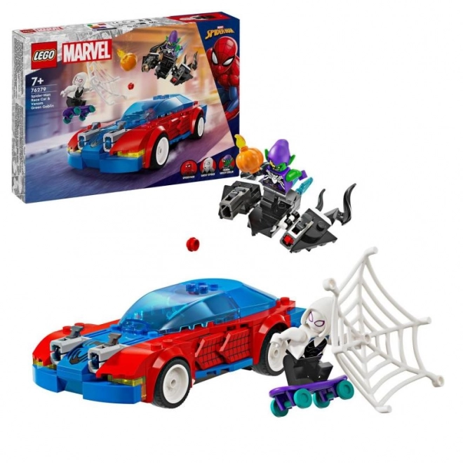 Lego Marvel Spider-Man závodné auto a Venom Zelený Goblin