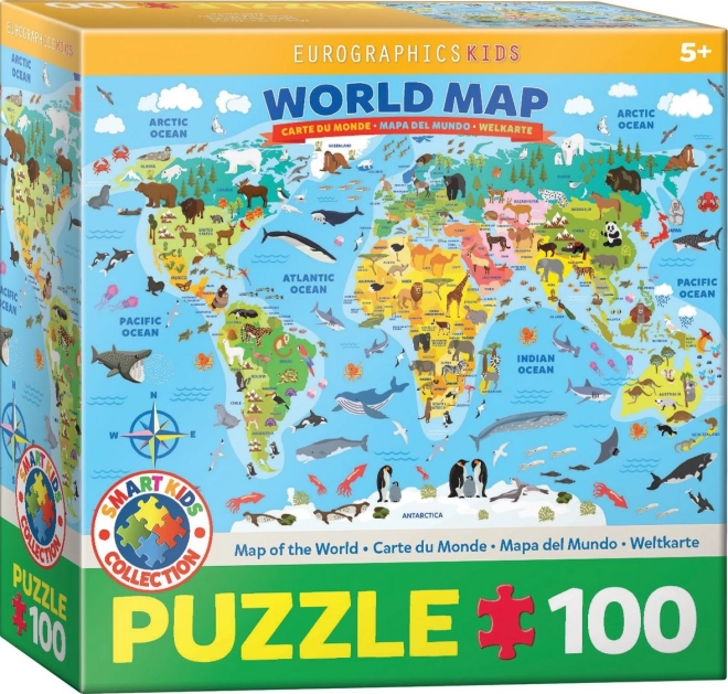 Ilustrovaná mapa sveta puzzle 100 dielikov