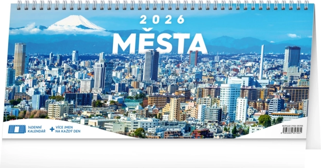 Stolový kalendár Mestá 2026, 14-denný